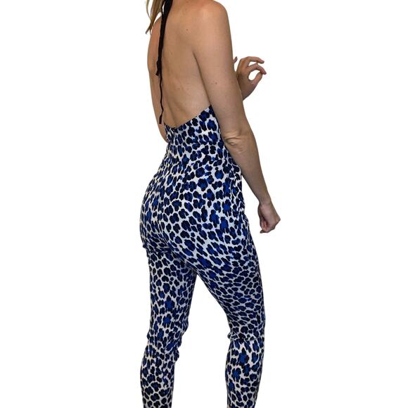 Karina Grimaldi Animal Print Halter Open Back Jumpsuit Maximalism - Picture 5 of 11